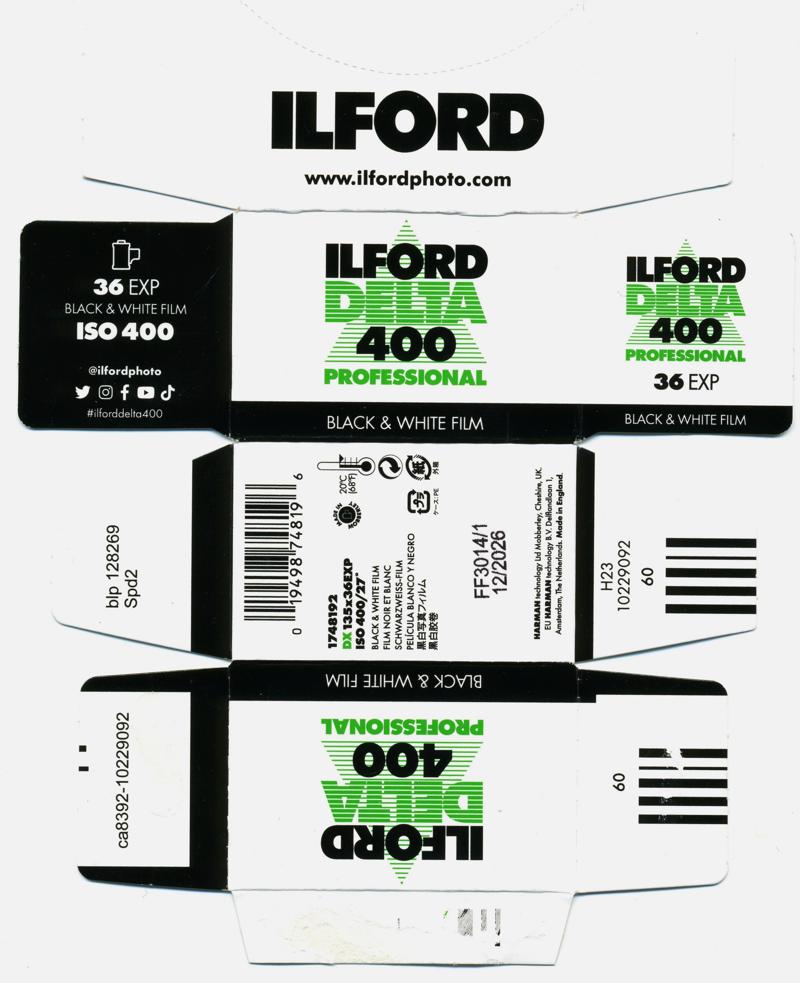 Ilford Delta 400 Professional film packaging