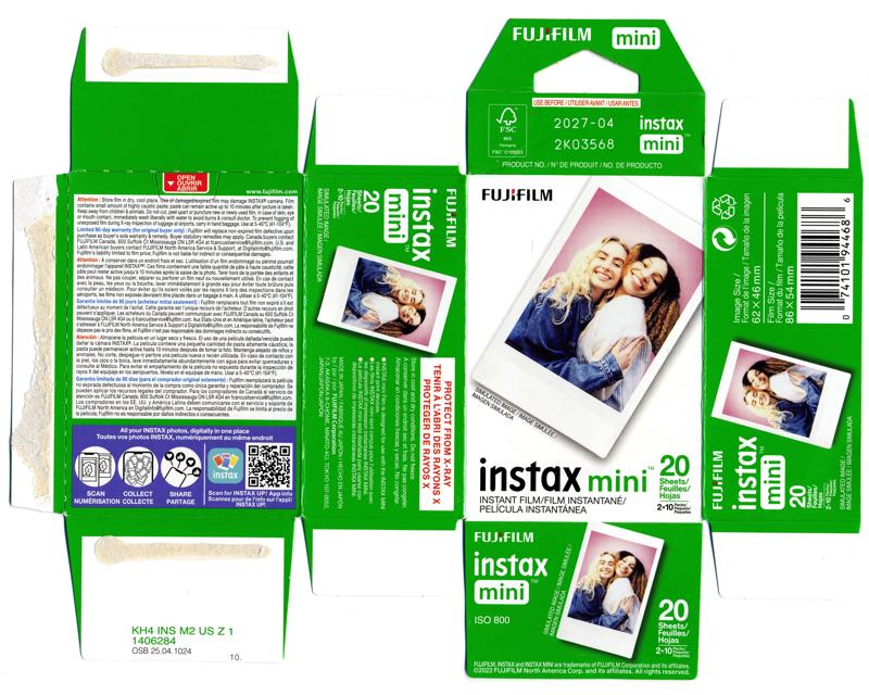 Fujifilm Instax Mini film packaging