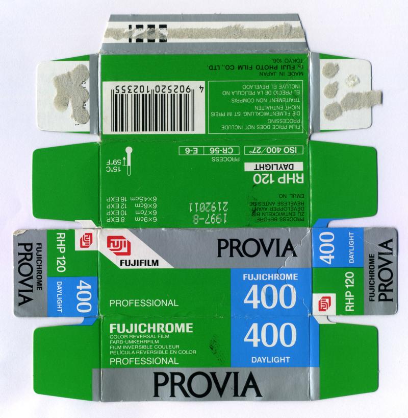 Fujifilm FUJICHROME PROVIA 400X Professional RXP film packaging