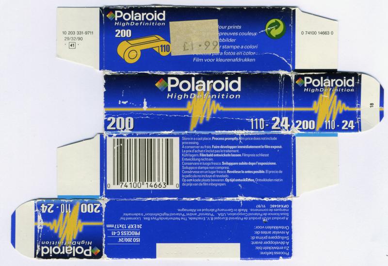 Polaroid High Definition film packaging