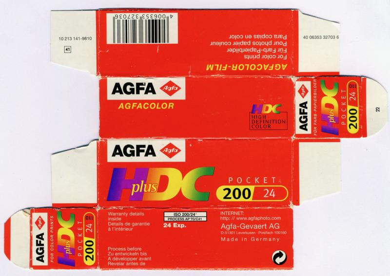 Agfa AgfaColor HDC Plus film packaging