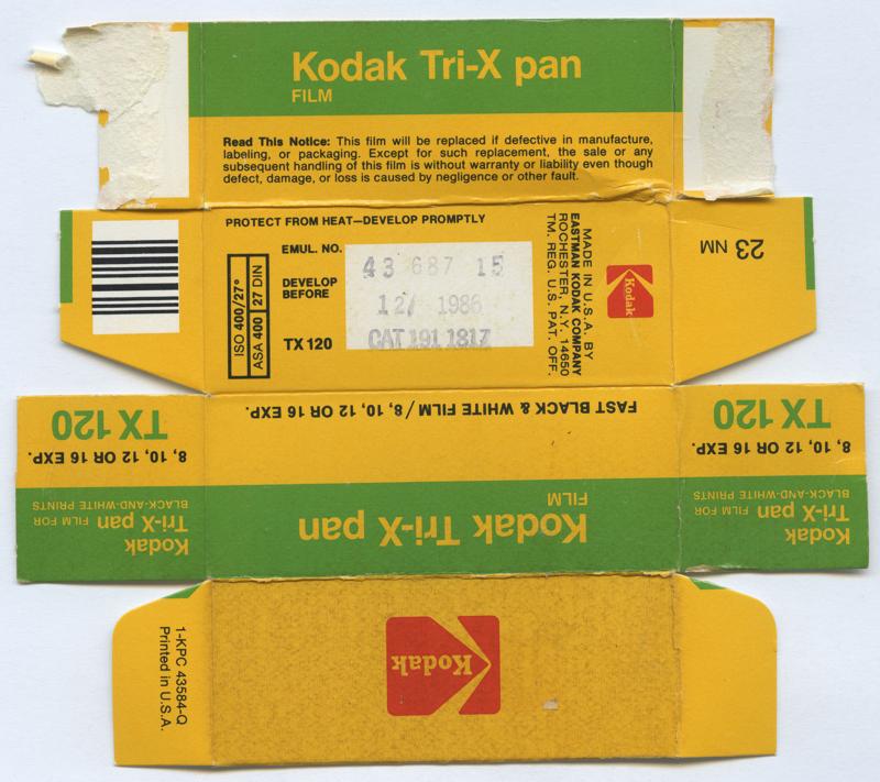 Kodak Tri-X Pan film packaging