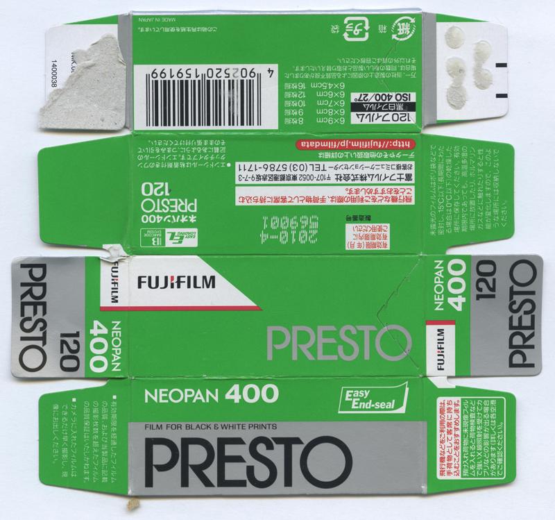 Fujifilm Neopan 400 Presto film packaging