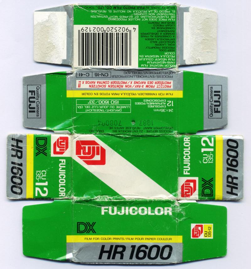 Fujifilm Fujicolor HR 1600 film packaging