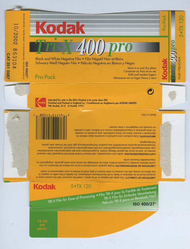 Kodak Tri-X 400 Pro film packaging