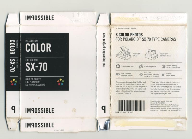 Impossible Project Color Instant Film for Polaroid SX-70 Type Cameras film packaging
