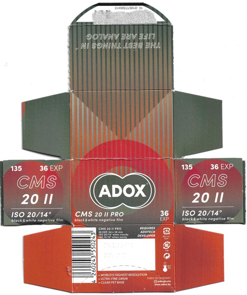 Adox CMS 20 II PRO film packaging