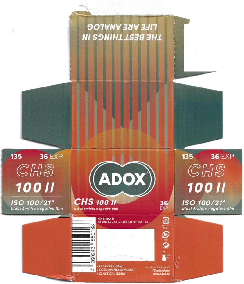 Adox CHS 100 II film packaging