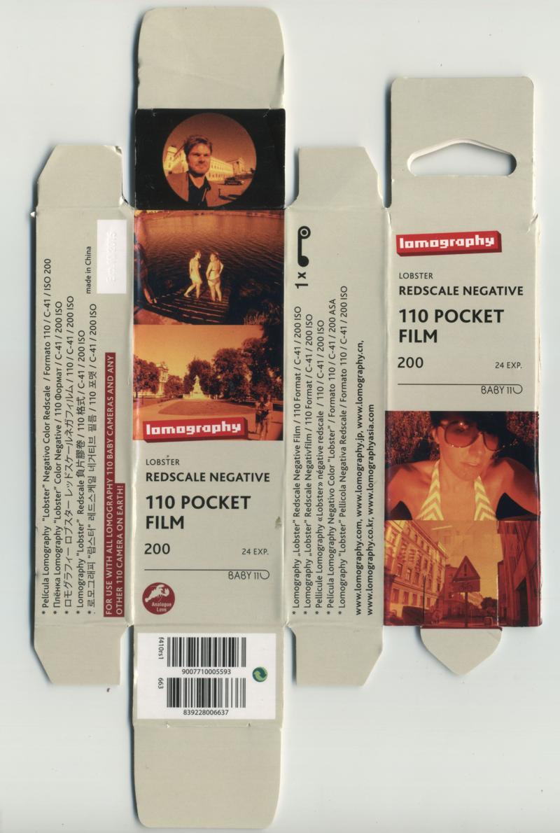 Lomography Lobster Redscale Negative film packaging