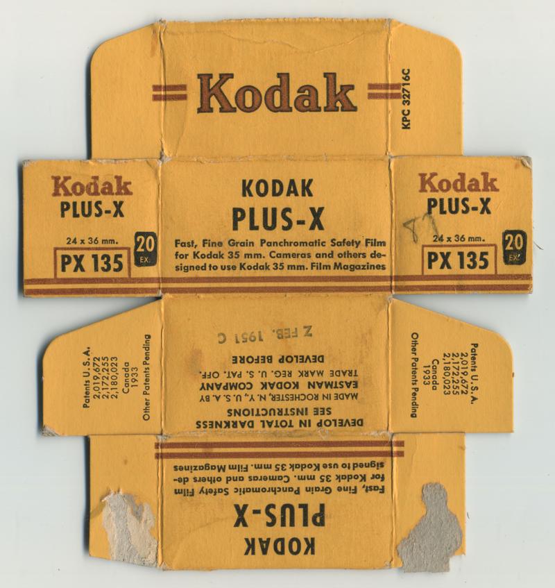 Kodak Plus-X film packaging
