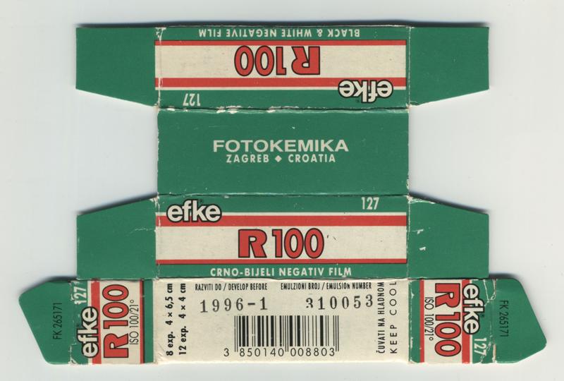 Efke R100 film packaging