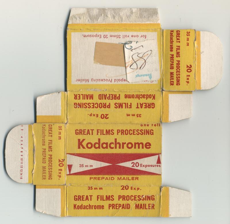 Great Films Processing Kodachrome film packaging