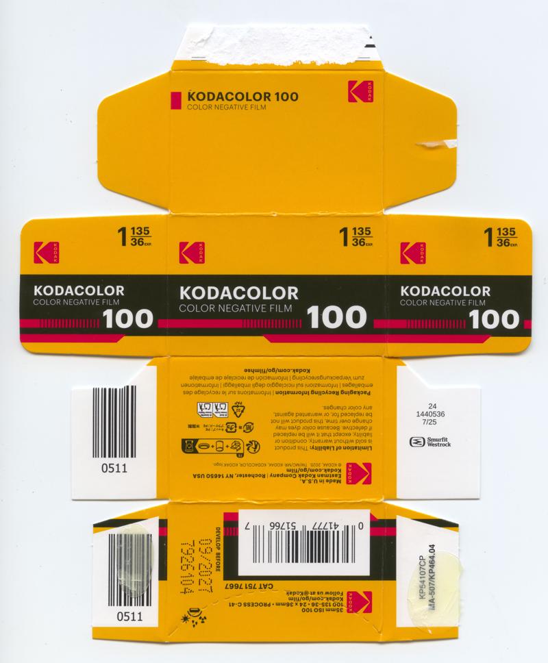 Kodak KODACOLOR VR100 film packaging
