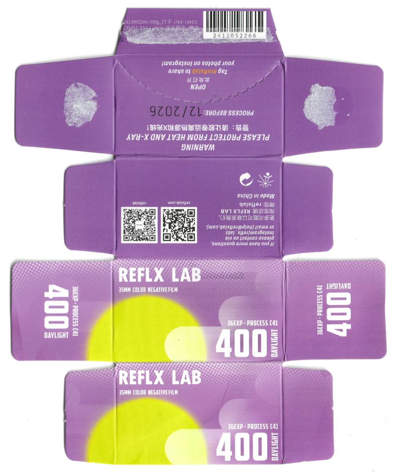 Reflx Lab 100D film packaging