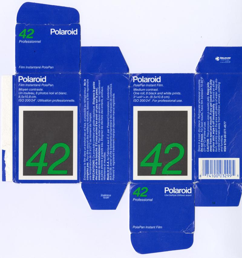Polaroid Type 42 film packaging