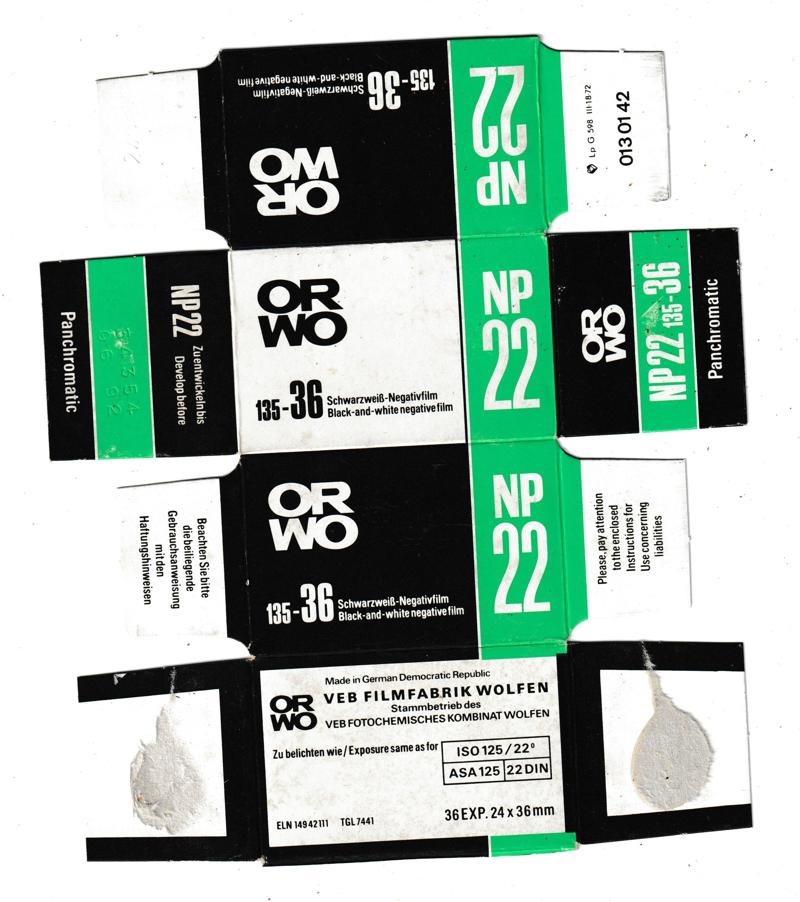 Orwo Nova NP22 film packaging