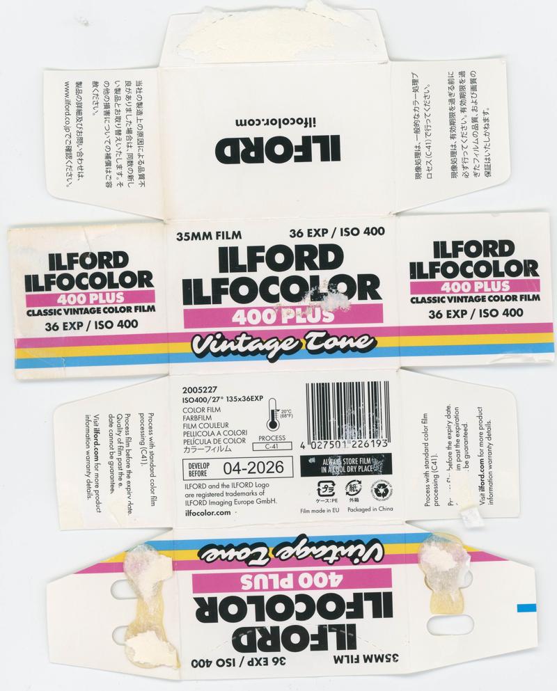 Ilford Ilfocolor 200 plus film packaging