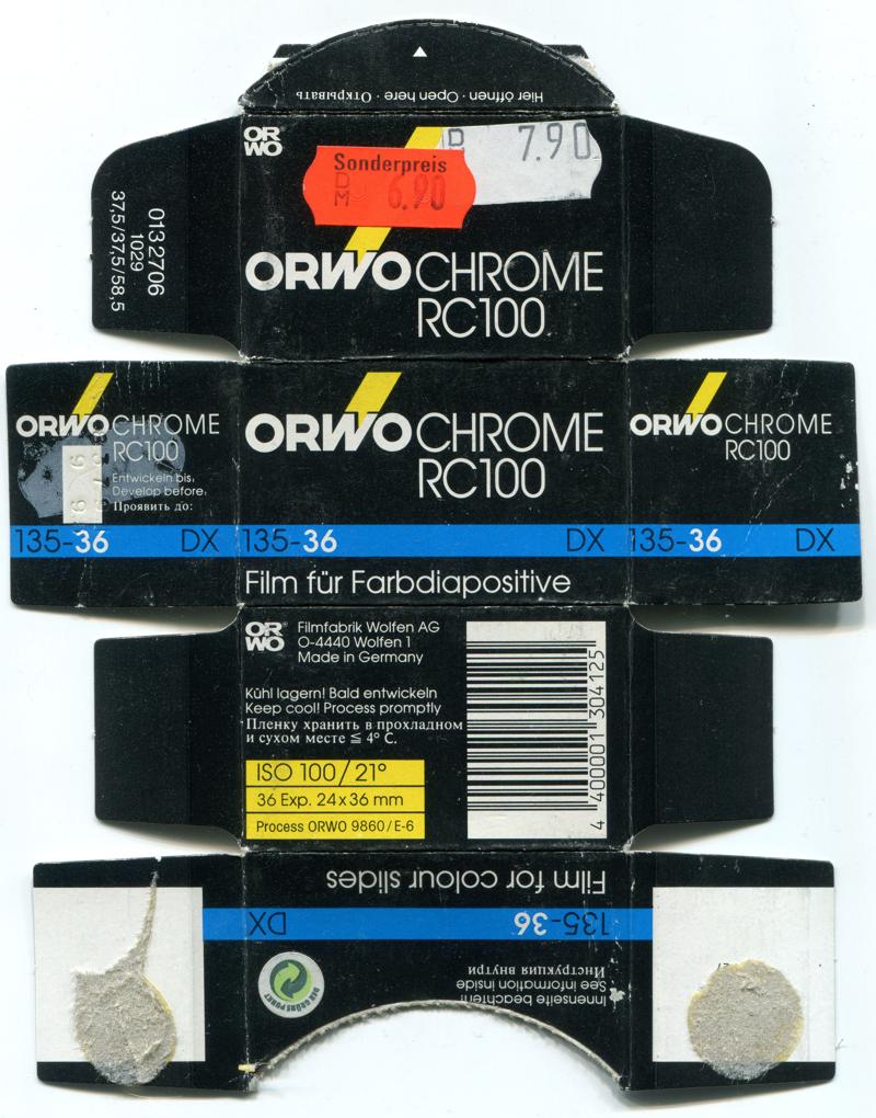 Orwo Orwochrom film packaging