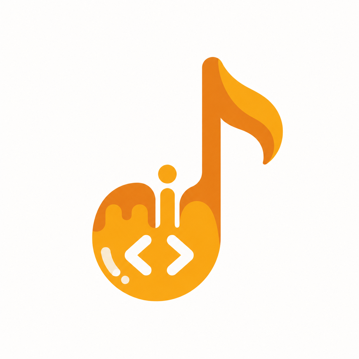 miod logo: a honey-amber music note with code brackets