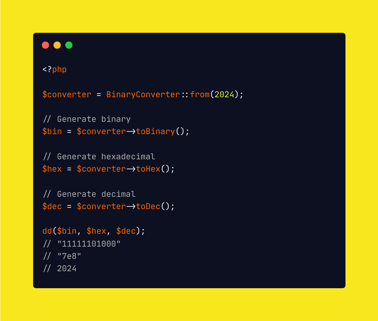 BinaryConverter PHP