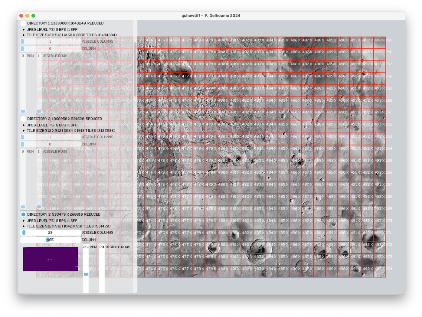 qshowtiff inspecting one of the largest single file images in the world (> 4 200 000 x  2 100 000)