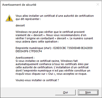 A French Windows 10 security prompt when installing a systemwide trusted CA