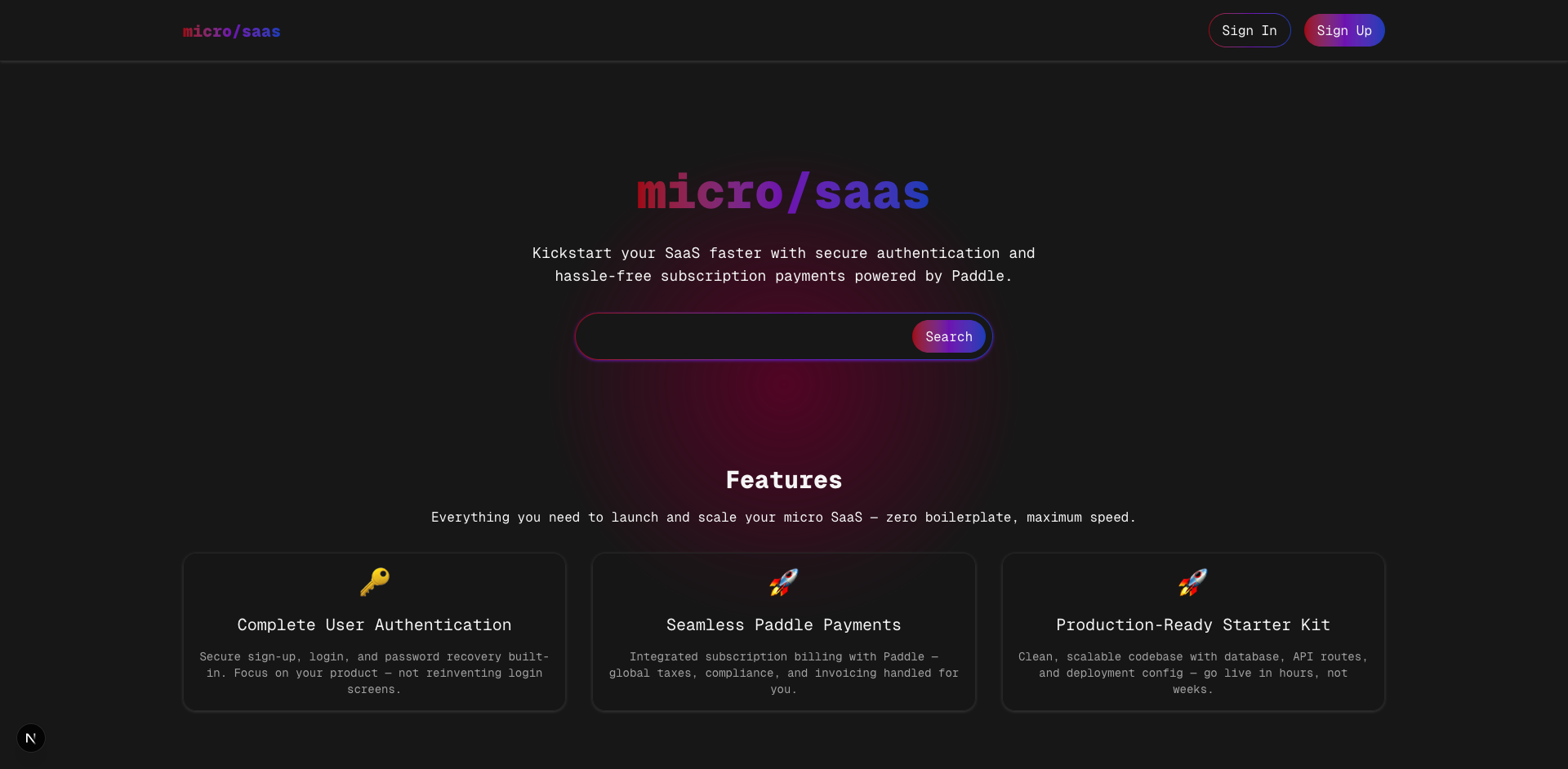 micro-saas-template 网站模板截图