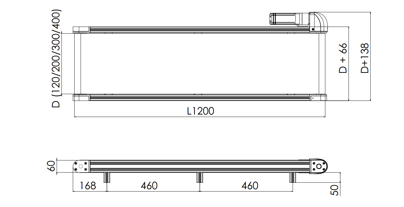Conveyor Belt D300 L1200 Schematic