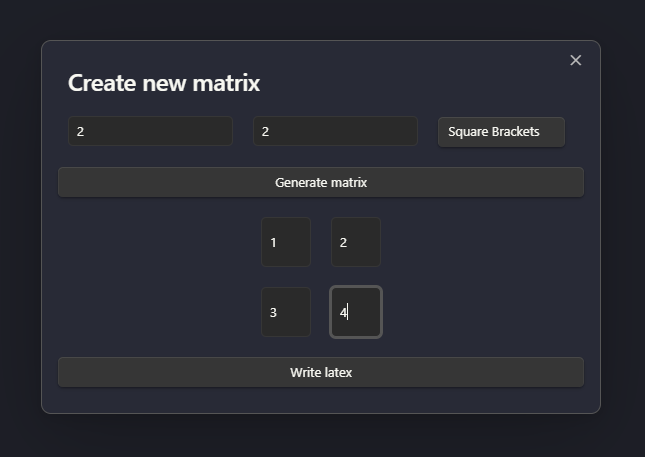 Screenshot of the modal when all the data has been inserted.