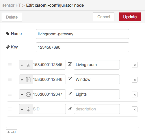 Mi configurator in node-red