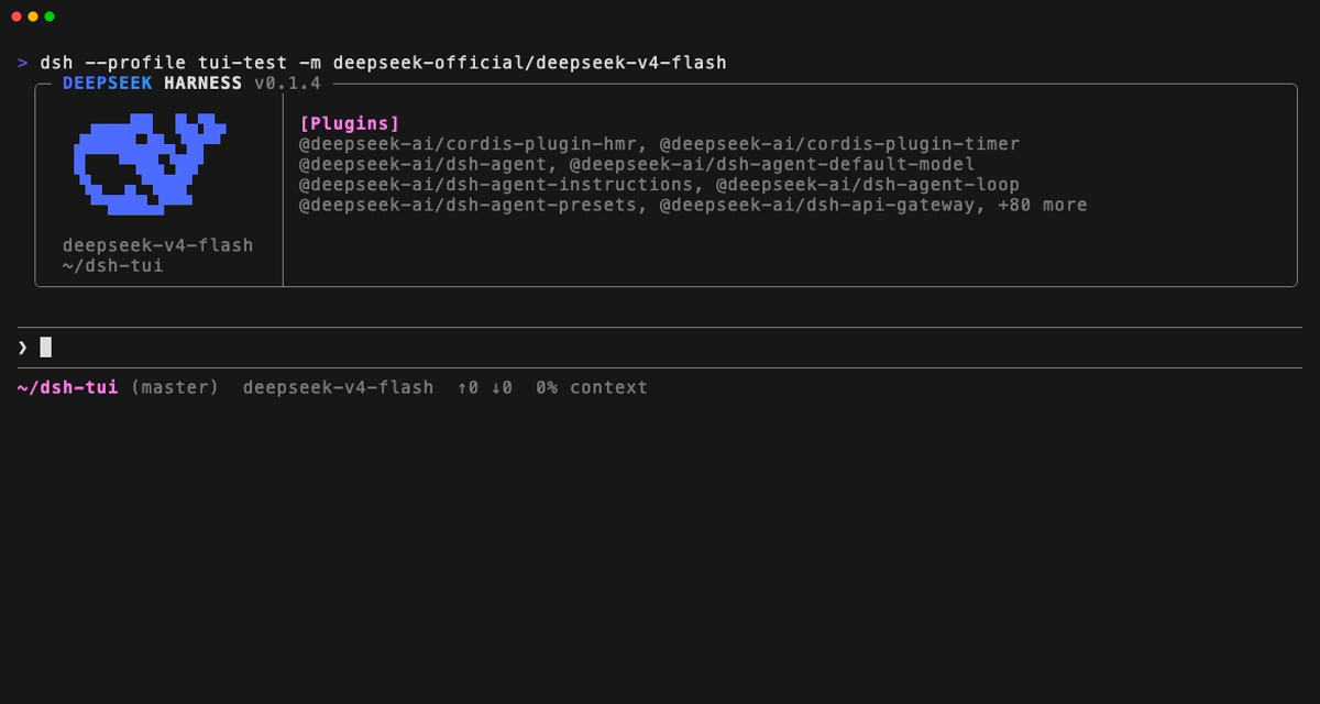 The welcome screen: banner, model route, workspace, and loaded plugins