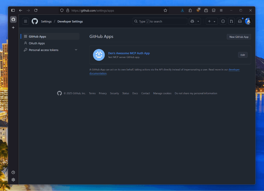Registering an application in GitHub
