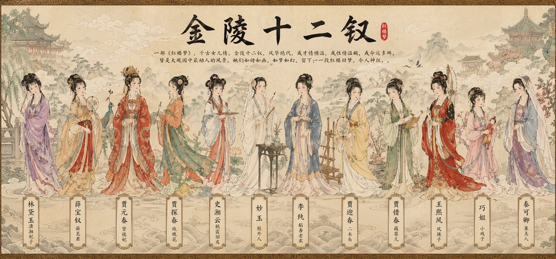 国风工笔八仙长卷插画 sample 1