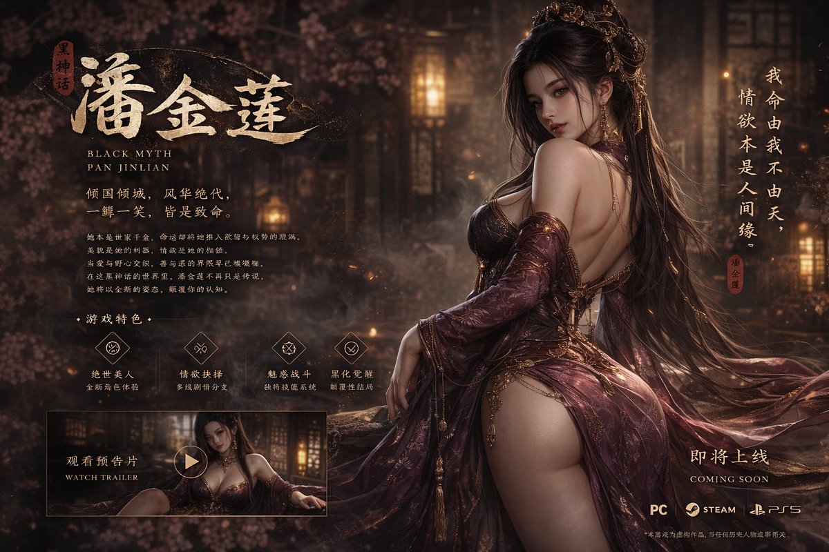 黑神话潘金莲绝美游戏封面 sample 1