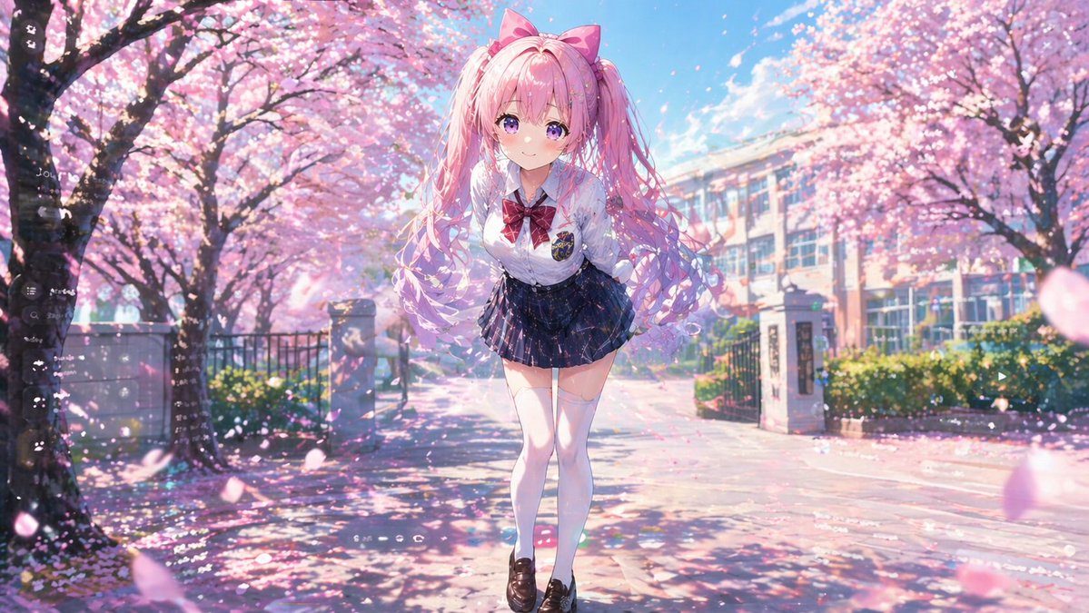 樱花树下害羞双马尾少女 sample 1