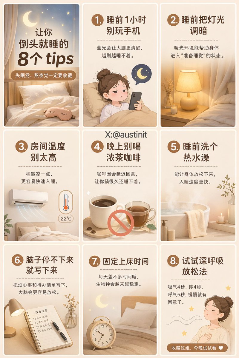 治愈系助眠指南九宫格 sample 1