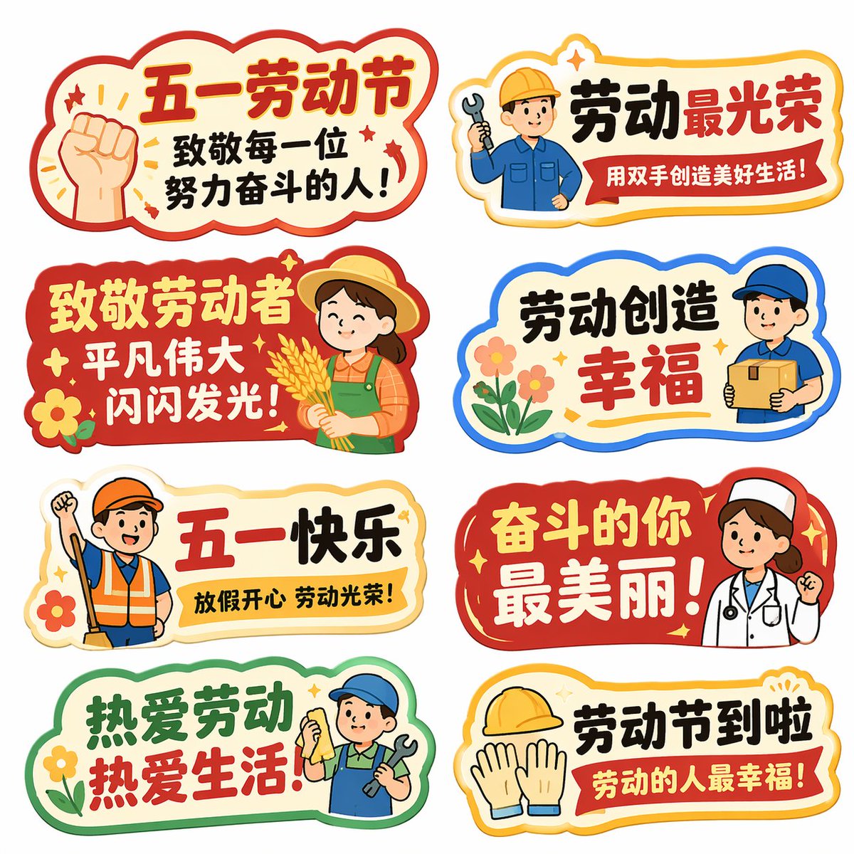五一劳动节手举牌创意设计集 sample 1