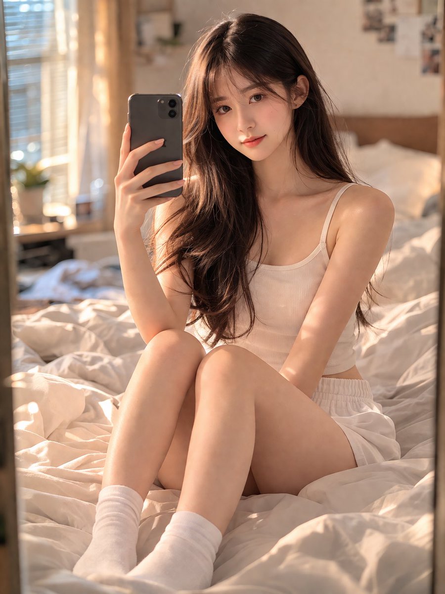 温馨卧室里的少女自拍 sample 1