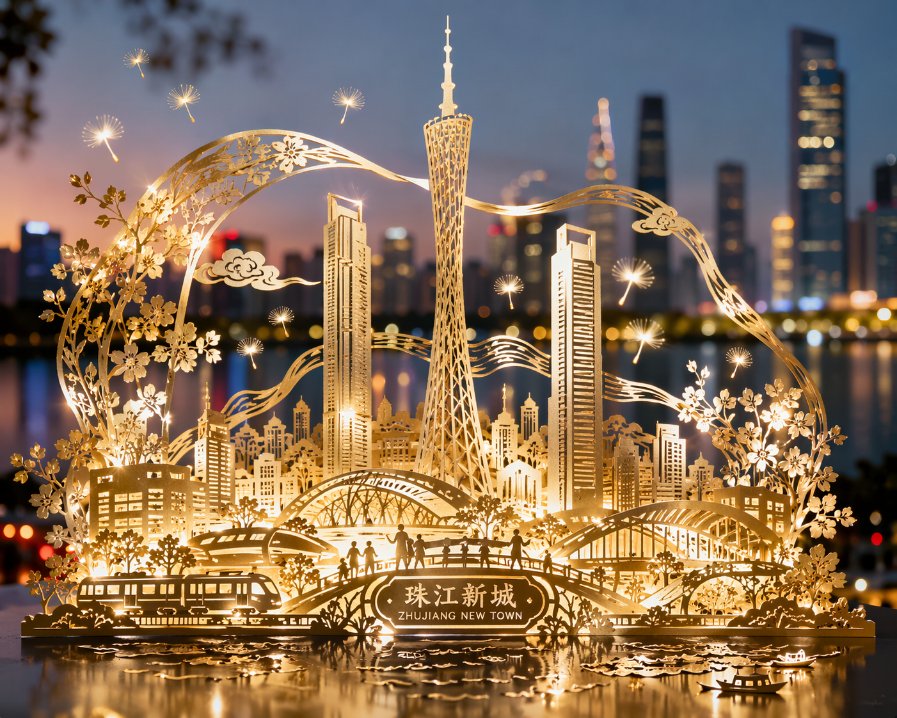 珠江新城剪纸璀璨夜景 sample 1