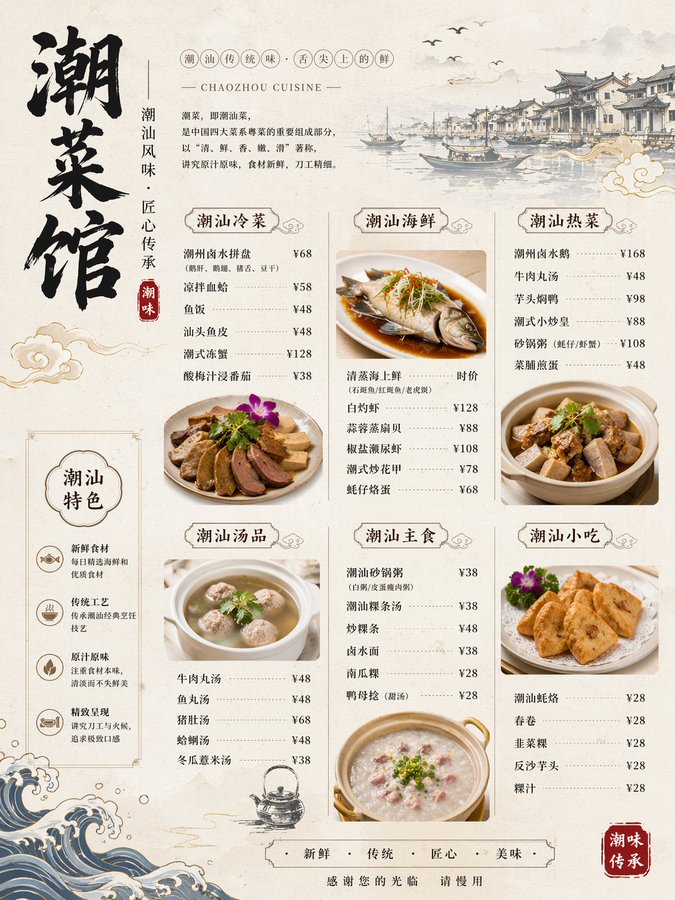 精美潮汕菜馆菜单图 sample 1