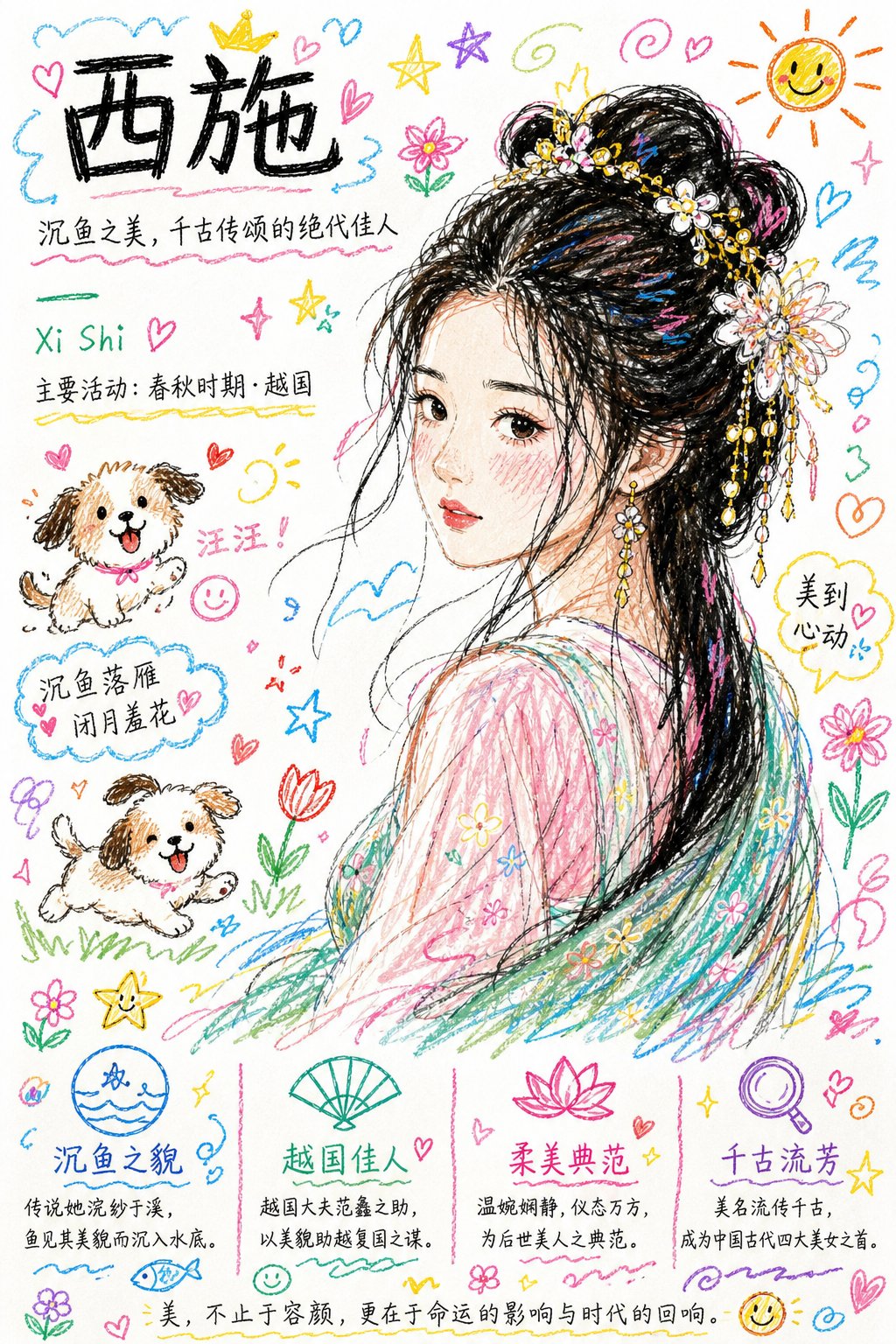 彩色潦草小狗线条风格重绘 sample 1