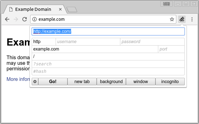 Screenshot of example.com in the extension