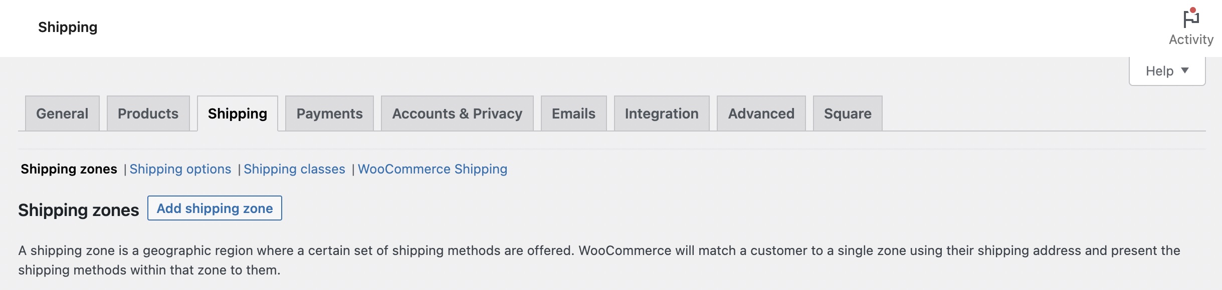 Add shipping zone