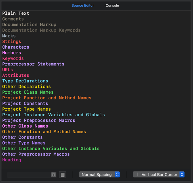 Screenshot Source Editor for Xcode theme monokai colourful