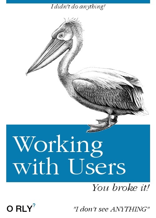 Working with Users | I didn't do anything! | You broke it! | I don't see ANYTHING