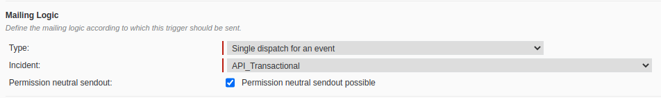 Image of mailing logic settings
