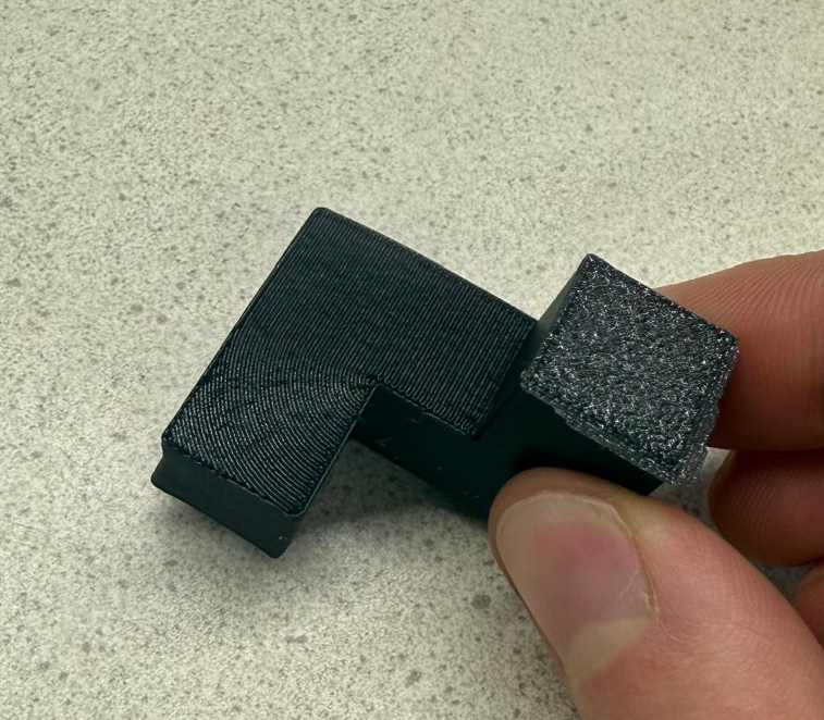 Large overhang example showing warping