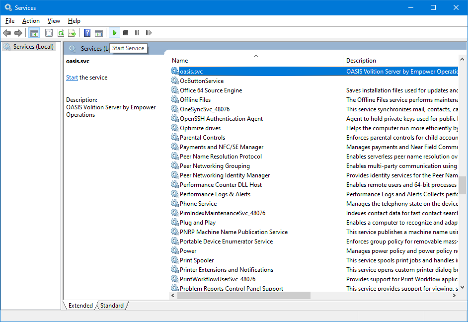 windows services with OASIS service