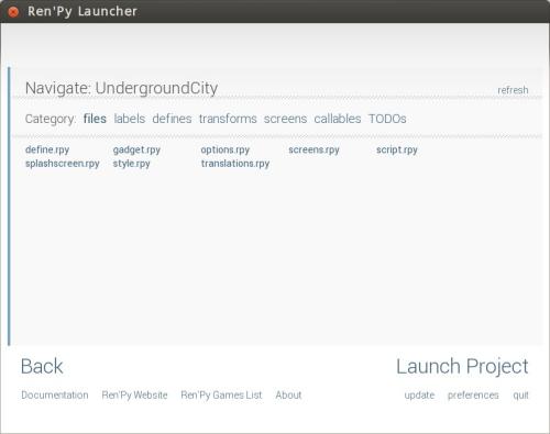 renpy 14 Launcher navigate