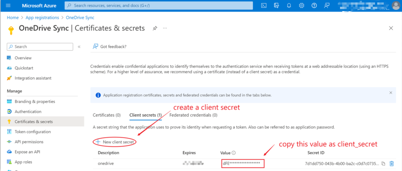 Get client credential